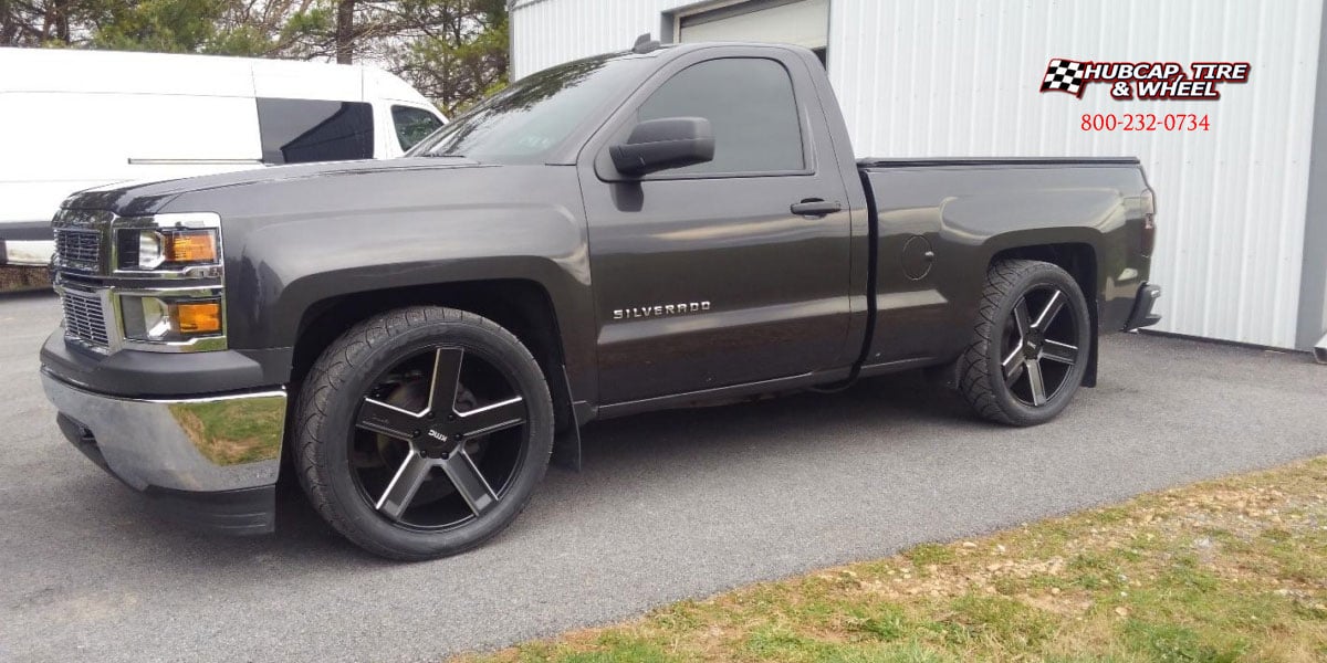 vehicle gallery/2018 chevrolet silverado kmc km702 deuce satin black milled 22x9 custom aftermarket  Satin Black Milled wheels and rims