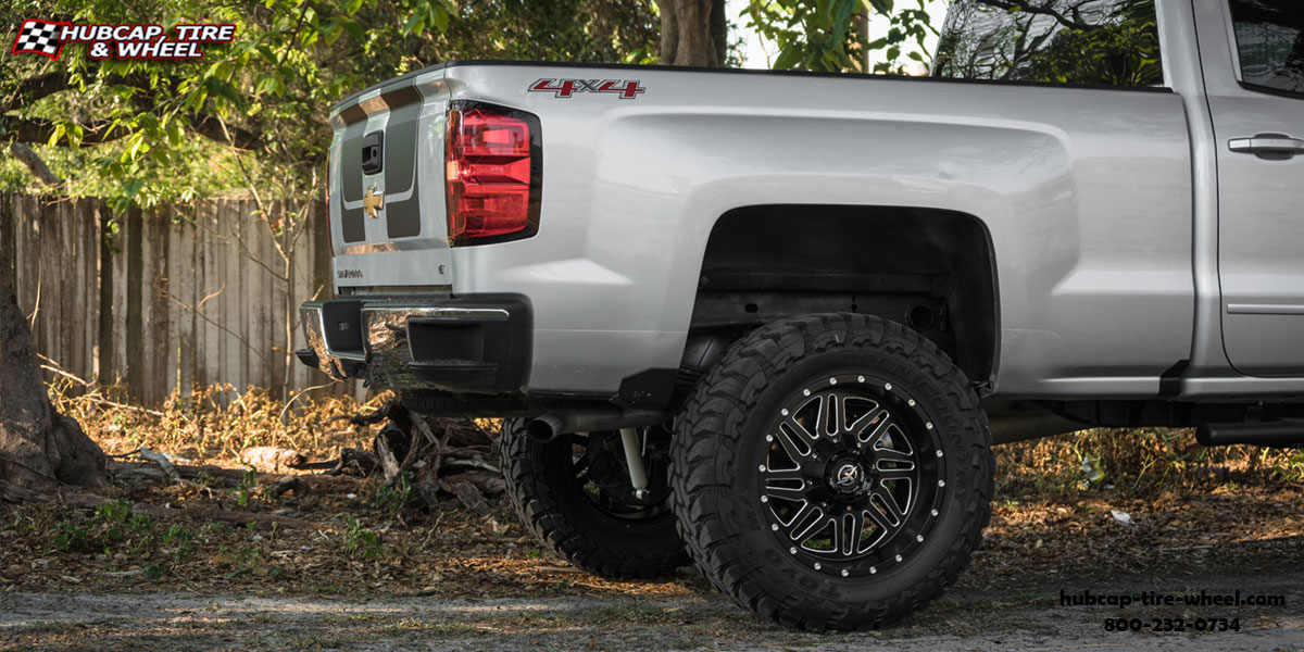 vehicle gallery/2018 chevrolet silverado xf 201 matte black milled 22x10 custom aftermarket truck  Matte Black Milled wheels and rims