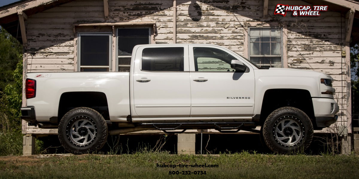 vehicle gallery/2018 chevy silverado moto metal mo989 change up gloss black milled 20x12 custom aftermarket truck  Gloss Black Milled wheels and rims
