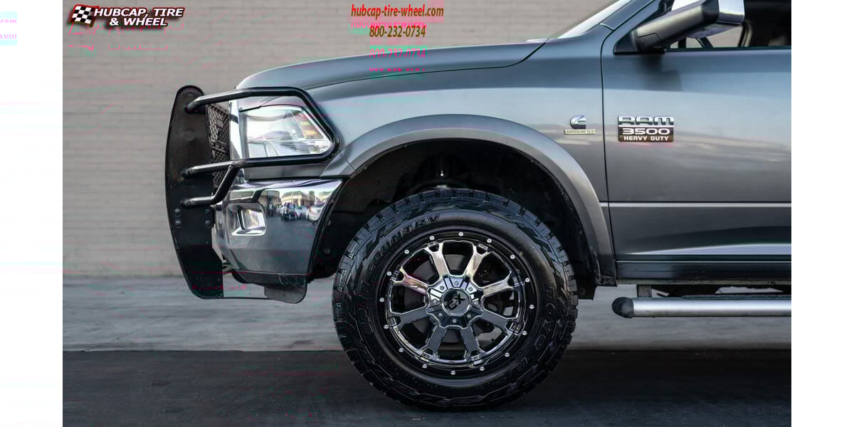 vehicle gallery/2018 dodge ram 3500 xd series xd202 buck 25 chrome 20x10 custom aftermarket  Chrome w/ Gloss Black Lip wheels and rims