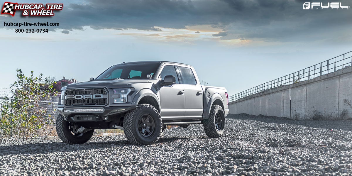 vehicle gallery/2018 ford f 150 raptor fuel d664 shok matte black 20x9 custom aftermarket truck  Matte Black wheels and rims