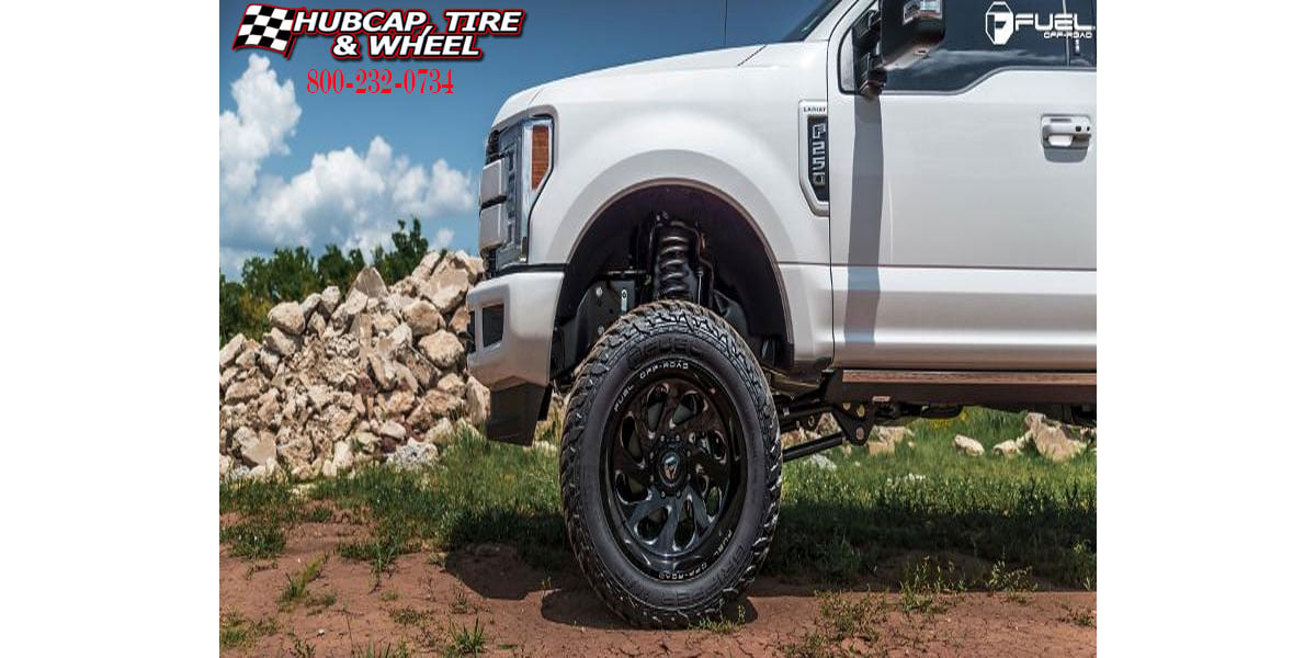 vehicle gallery/2018 ford f 250 super duty fuel d637 vortex gloss black milled 20x10 custom aftermarket truck  Gloss Black & Milled wheels and rims