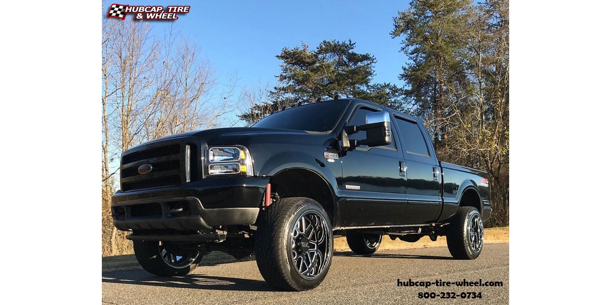 vehicle gallery/2018 ford f 250 super duty xd series xd201 grenade gloss black chrome lip 20x10 custom aftermarket  Gloss Black w/ Chrome Lip wheels and rims
