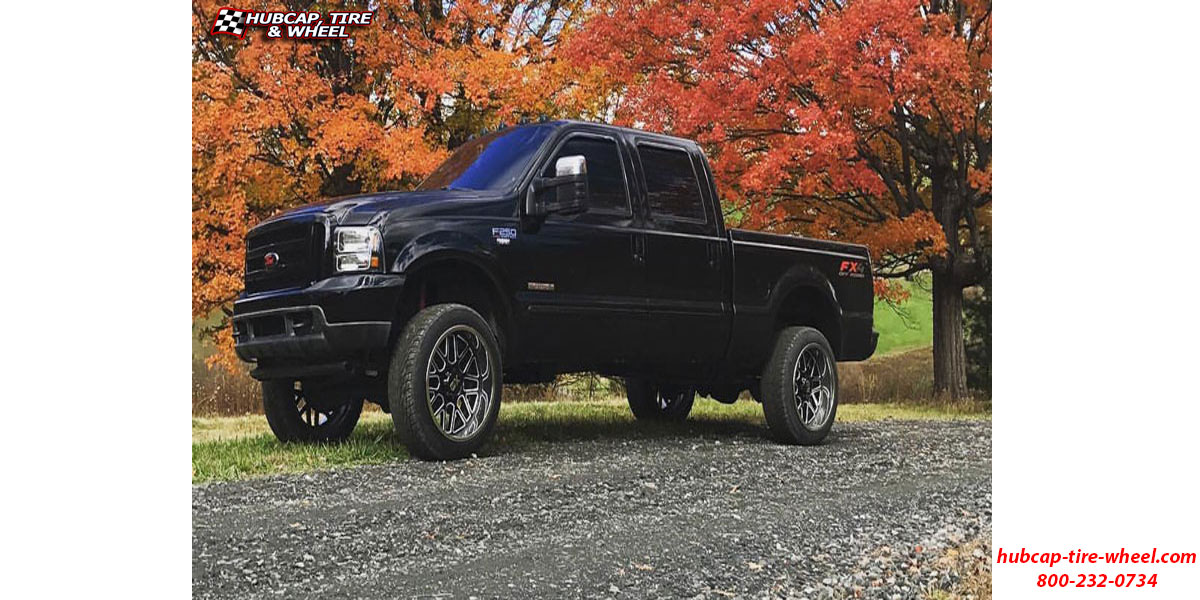 vehicle gallery/2018 ford f 250 super duty xd series xd201 grenade gloss black chrome lip 20x10 custom aftermarket  Gloss Black w/ Chrome Lip wheels and rims