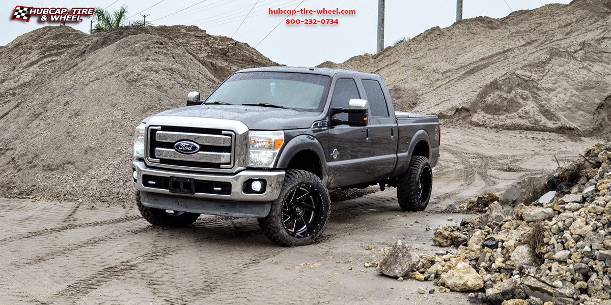 vehicle gallery/2018 ford f 250 super duty xf 205 black milled 22x10 custom aftermarket truck  Black Milled wheels and rims