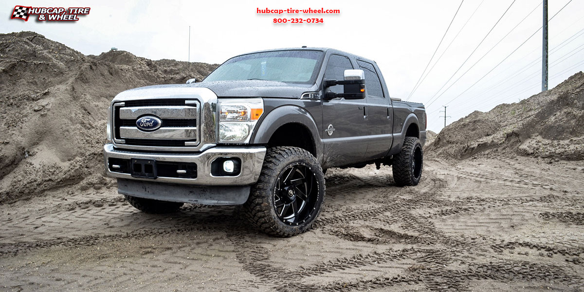 vehicle gallery/2018 ford f 250 super duty xf 205 black milled 22x10 custom aftermarket truck  Black Milled wheels and rims