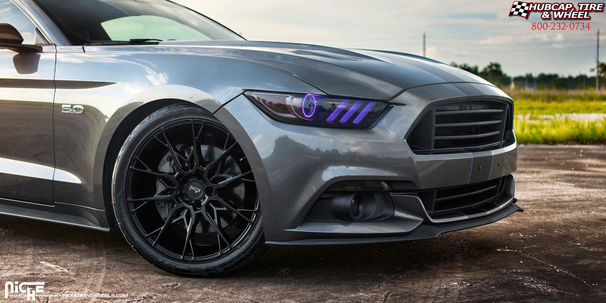 vehicle gallery/2018 ford mustang niche m183 stacatto matte black 20x9 custom aftermarket  Matte Black wheels and rims