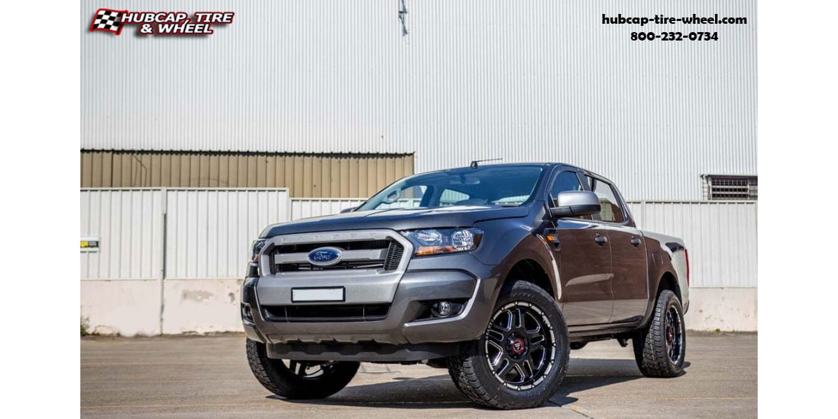 vehicle gallery/2018 ford ranger asanti offroad ab809 enforcer gloss black milled 20x12 custom aftermarket truck  Gloss Black Milled wheels and rims