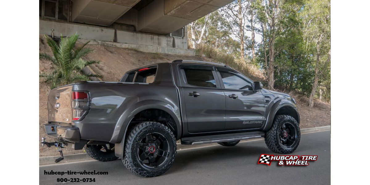 vehicle gallery/2018 ford ranger asanti offroad ab811 warthog satin black milled gloss accents 20x10 custom aftermarket truck  Satin Black Milled w/ Gloss Black Accents wheels and rims