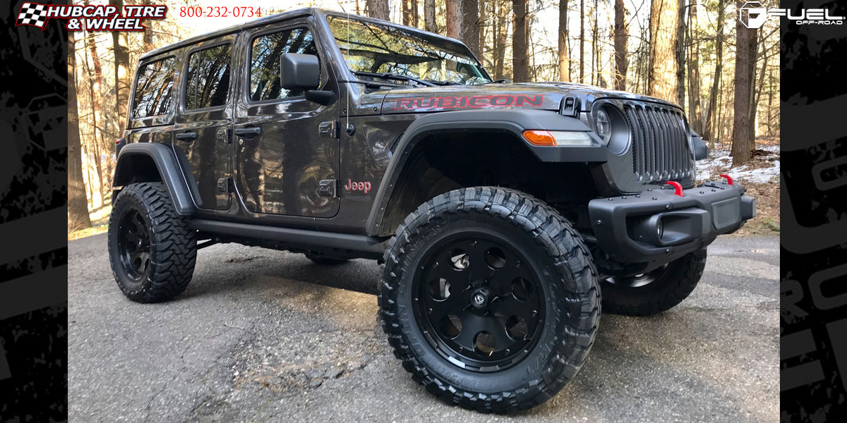 vehicle gallery/2018 jeep rubicon fuel d608 enduro matte black 20x9 custom aftermarket  Matte Black wheels and rims