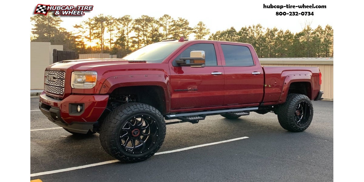 vehicle gallery/2018 gmc denali hd asanti offroad ab810 ballistic gloss black milled 22x12 custom aftermarket truck  Gloss Black Milled wheels and rims