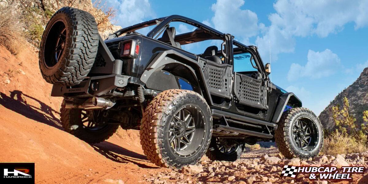 2018 jeep wrangler jl hardrock offroad h501 bones xposed gloss black milled 22x12 custom aftermarket  Gloss Black Milled wheels and rims