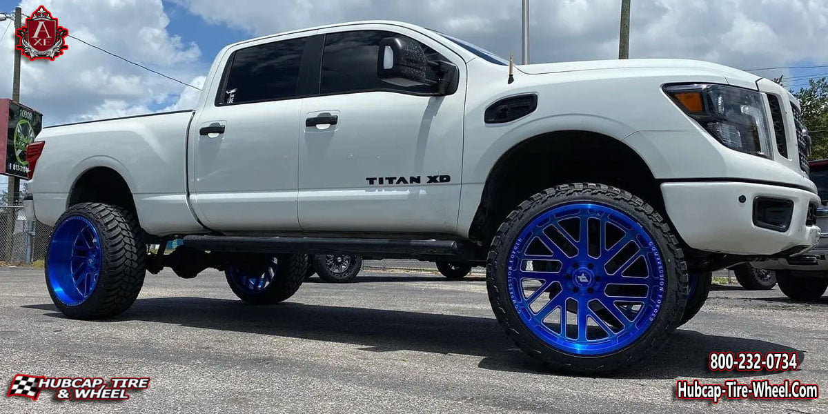 2019 nissan titan xd ax27 compression forged candy blue milled 24x14 custom wheels aftermarket rims.html Candy Blue Milled wheels and rims