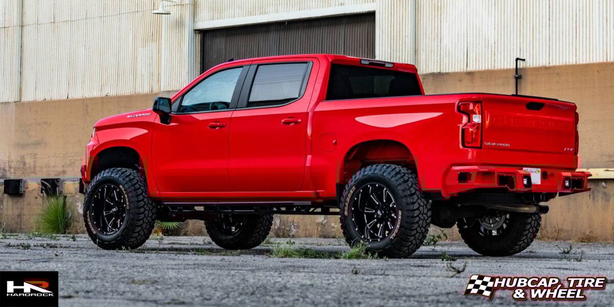2020 chevy silverado rst hardrock offroad h503 spine xposed gloss black milled 20x12 custom aftermarket  Gloss Black Milled wheels and rims