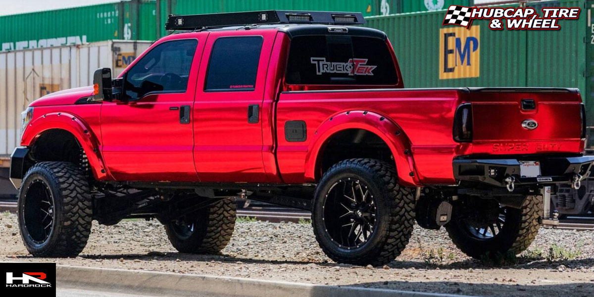 2020 ford f 350 hardrock offroad h700 affliction gloss black milled 24x14 custom aftermarket  Gloss Black Milled wheels and rims