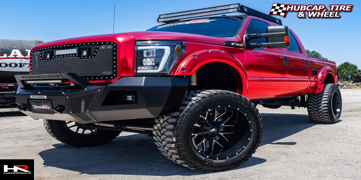 2020 ford f 350 hardrock offroad h700 affliction gloss black milled 24x14 custom aftermarket  Gloss Black Milled wheels and rims