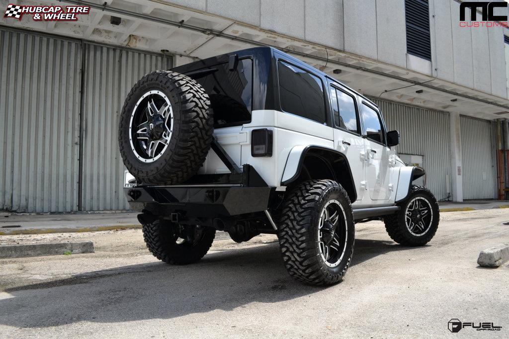 vehicle gallery/jeep wrangler fuel full blown d554 20X9  Gloss Black Milled wheels and rims