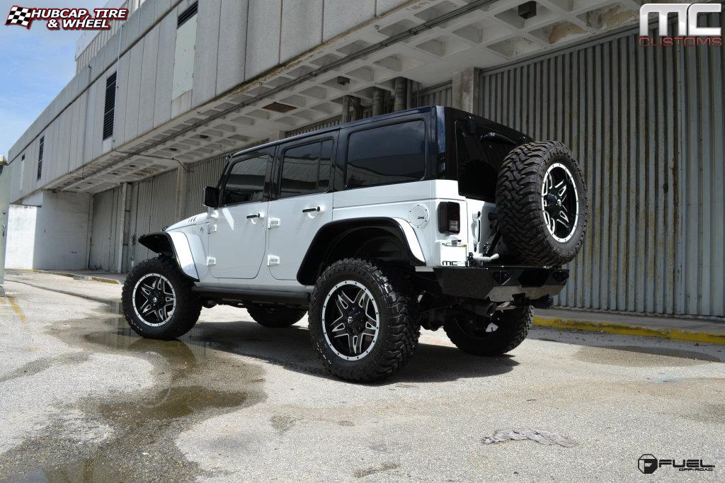 vehicle gallery/jeep wrangler fuel full blown d554 20X9  Gloss Black Milled wheels and rims