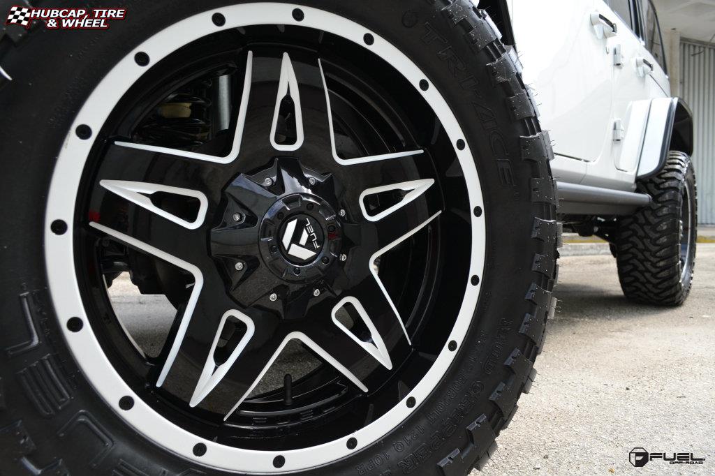 vehicle gallery/jeep wrangler fuel full blown d554 20X9  Gloss Black Milled wheels and rims