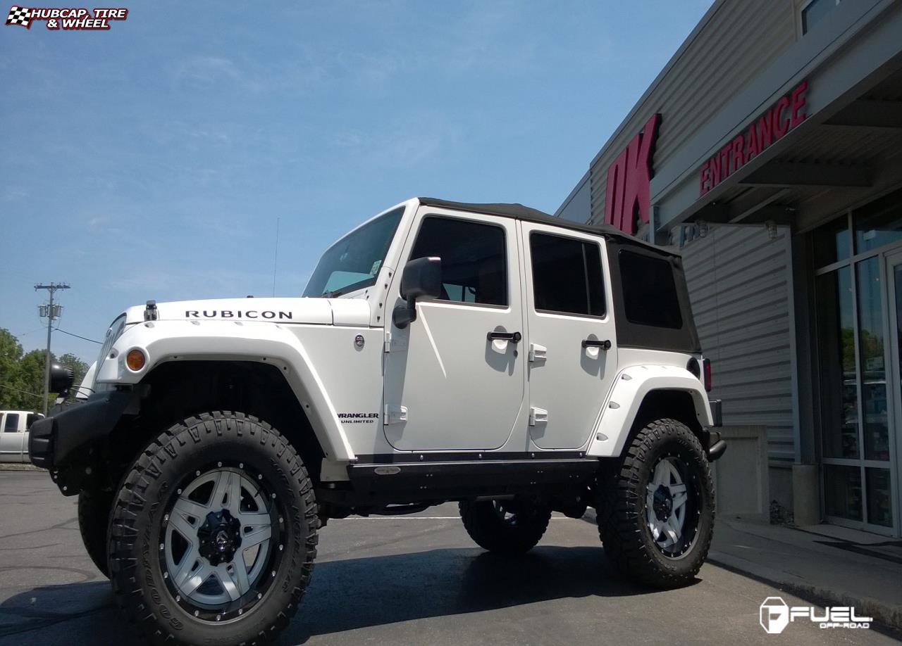 vehicle gallery/jeep wrangler fuel full blown d255 20X10  Gloss White & Milled with a Gloss Lip wheels and rims