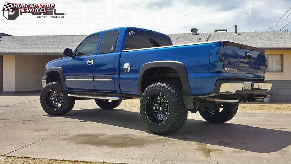 vehicle gallery/chevrolet silverado fuel full blown d554 20X12  Gloss Black Milled wheels and rims