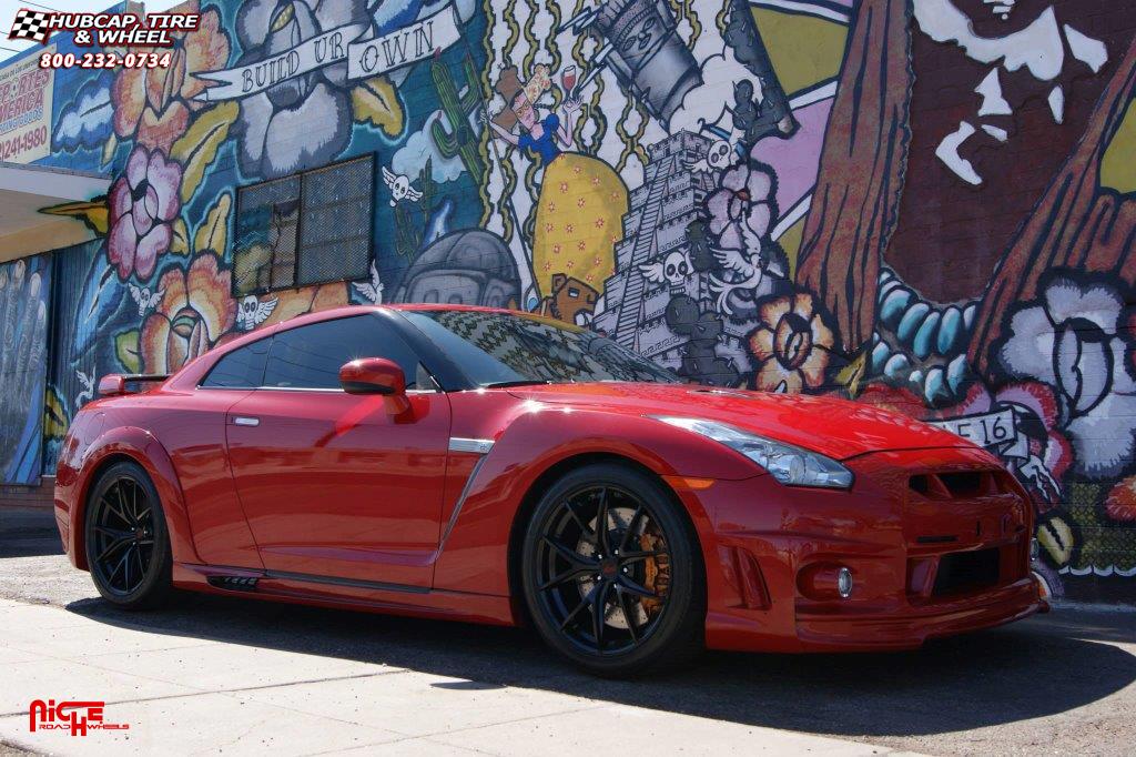 vehicle gallery/nissan gt r niche targa 20x95  Brushed-Matte DDT Face | Matte Black Windows | Brushed Gloss DDT Lip wheels and rims