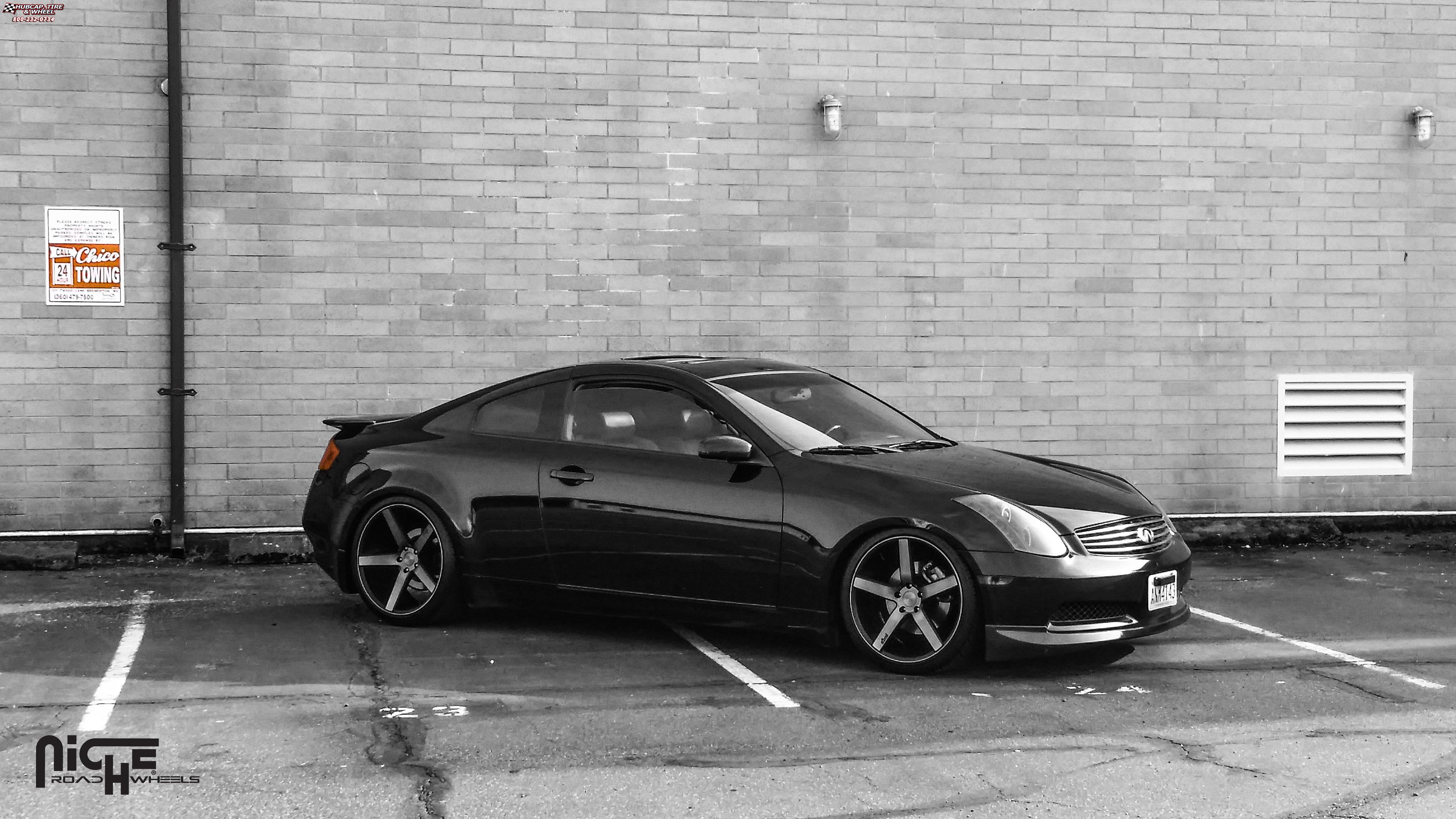 vehicle gallery/infiniti g35 niche milan m134  Black & Machined with Dark Tint wheels and rims