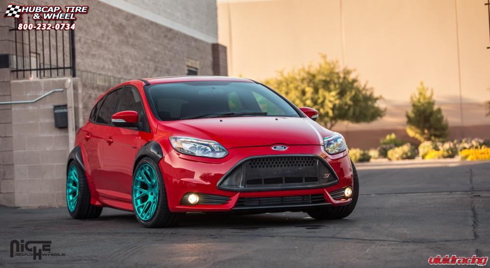vehicle gallery/ford focus niche circuit 19x10  Hi Luster Polish, Candy Teal Tint, Gloss Clear wheels and rims