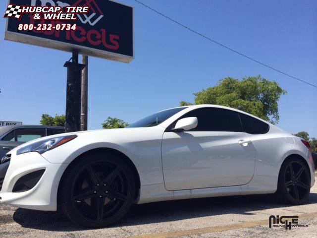 vehicle gallery/hyundai genesis niche apex m126 20x85  Black & Machined with Dark Tint wheels and rims