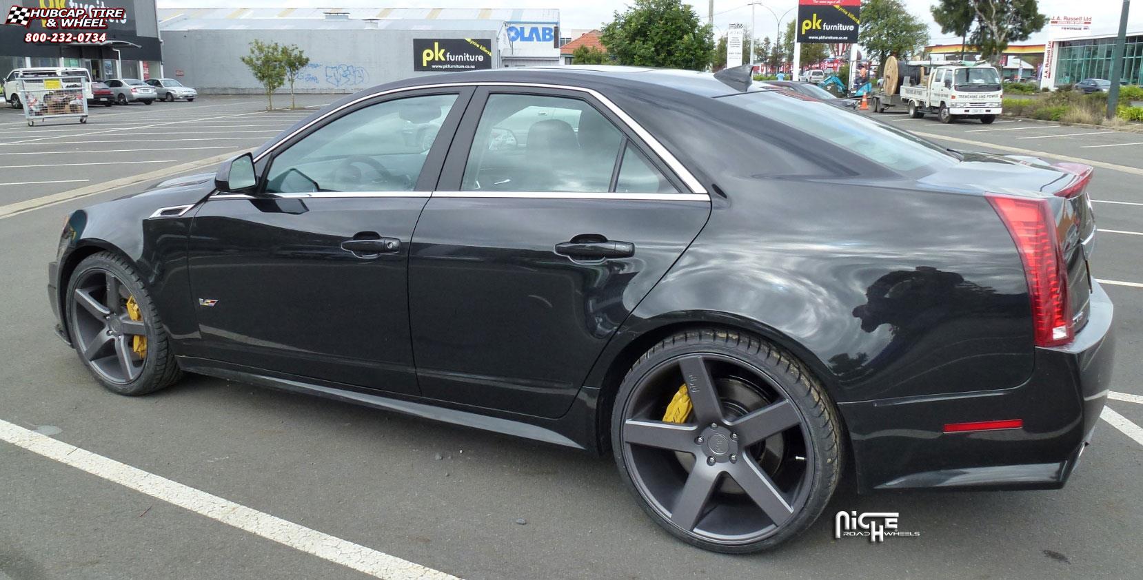 vehicle gallery/cadillac cts v niche milan m134  Black & Machined with Dark Tint wheels and rims