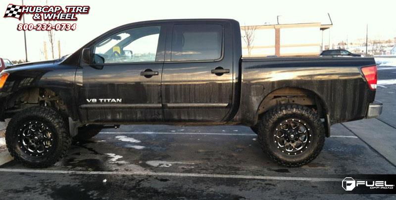 vehicle gallery/nissan titan fuel boost d534 18X9  Matte Black & Milled wheels and rims