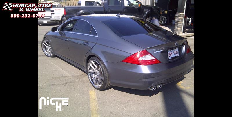 vehicle gallery/mercedes benz cls 63 niche targa  Gloss Black with Brushed Face wheels and rims