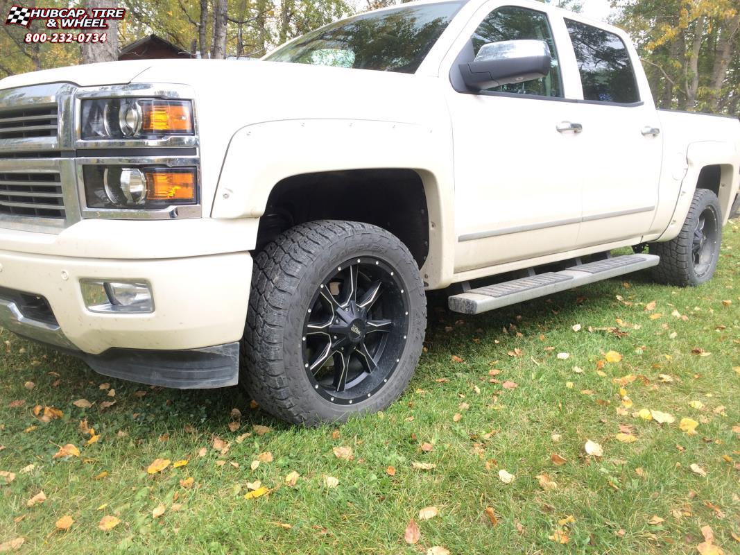 vehicle gallery/2014 chevrolet silverado 1500 moto metal mo970  Satin Black Milled wheels and rims