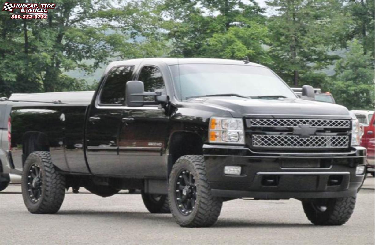 vehicle gallery/chevrolet silverado 2500 xd series xd798 addict 20x9.5  Matte Black wheels and rims