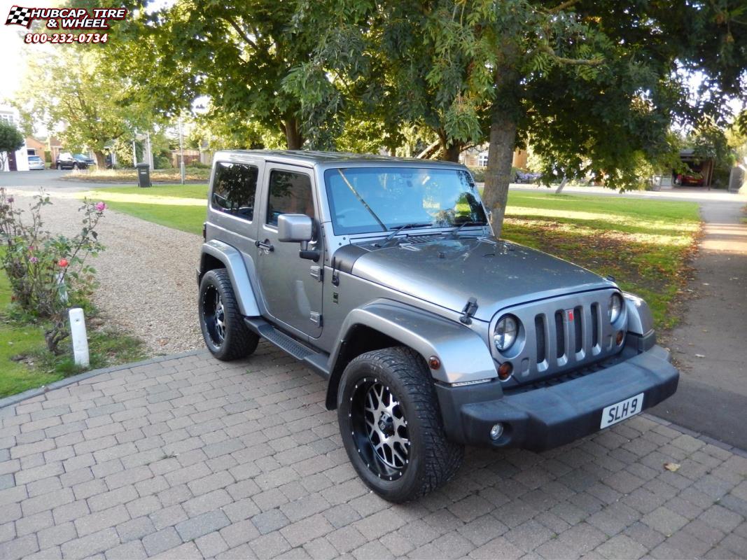 vehicle gallery/jeep wrangler xd series xd820 grenade 20x9  Satin Black Machined Face wheels and rims