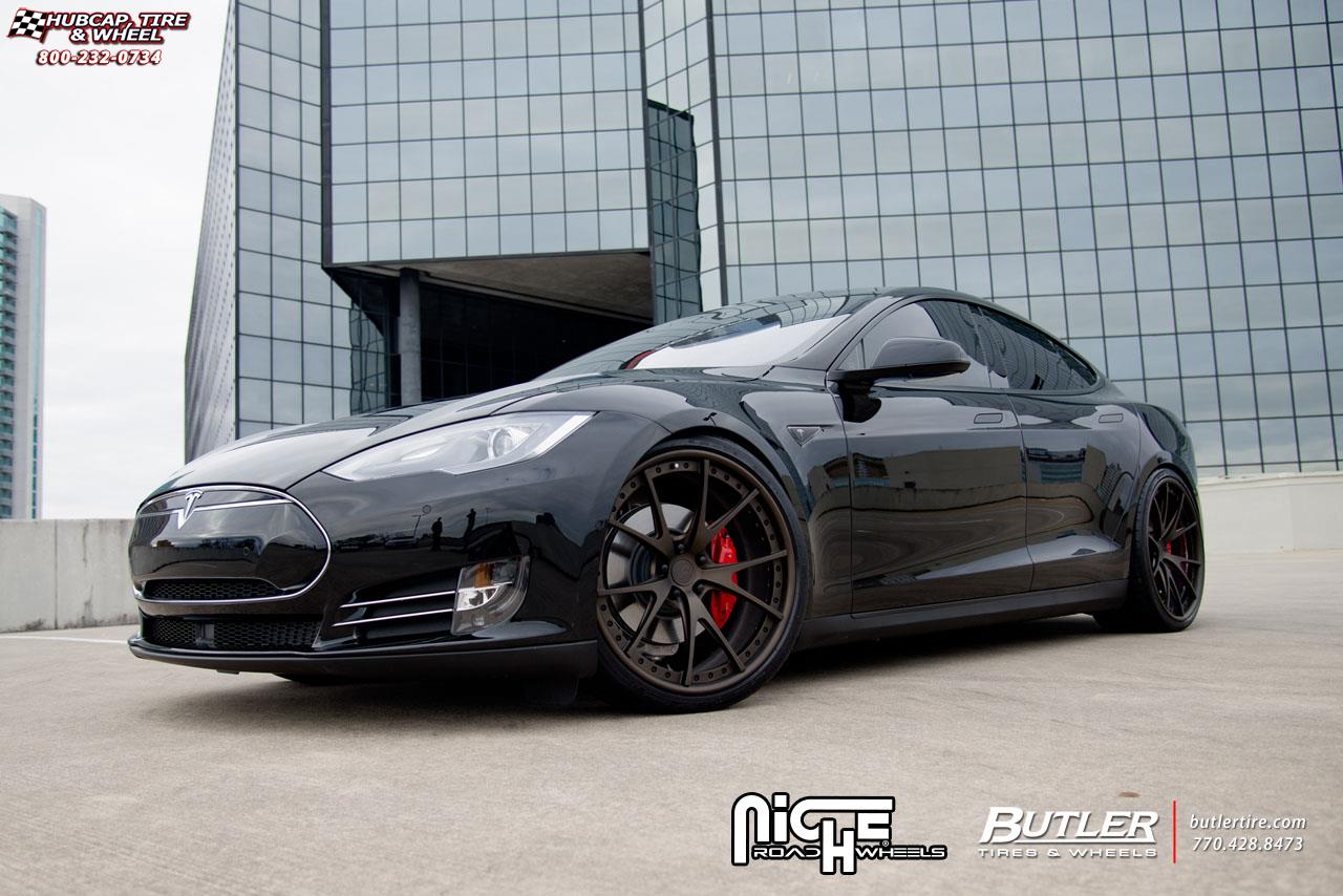 vehicle gallery/tesla p85 niche stuttgart  Textured Bronze wheels and rims