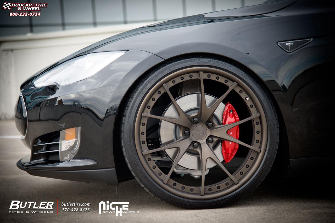 vehicle gallery/tesla p85 niche stuttgart  Textured Bronze wheels and rims