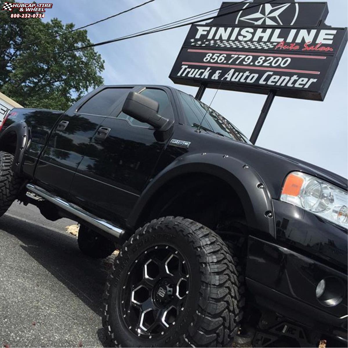 vehicle gallery/ford f 150 xd series xd813 battalion  Gloss Black Milled wheels and rims