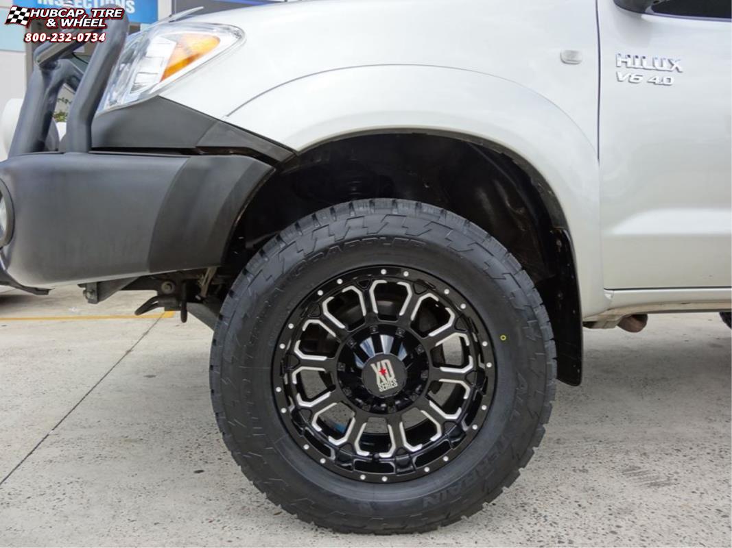 vehicle gallery/toyota hilux xd series xd806 bomb x  Gloss Black Milled wheels and rims