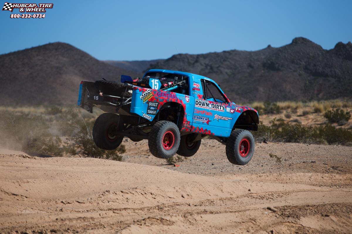 vehicle gallery/ford f 150 xd series xd222 enduro beadlock x  Red wheels and rims