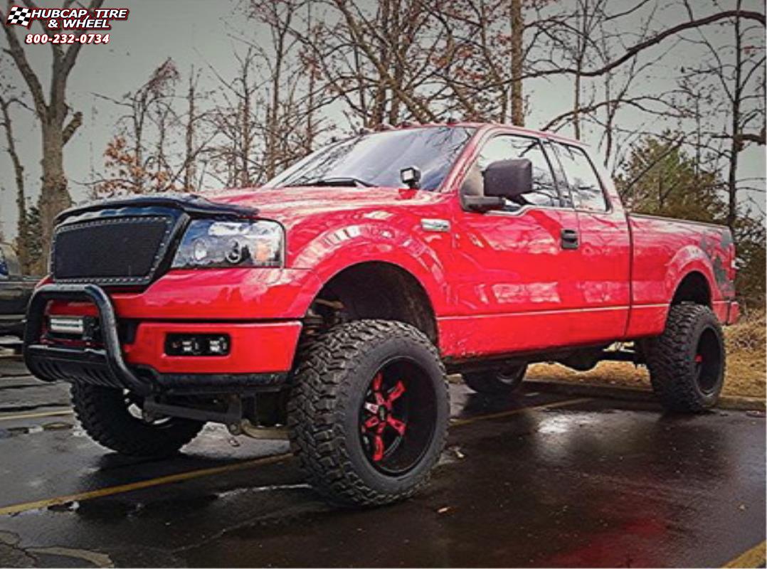vehicle gallery/ford f 150 moto metal mo969  Satin Black Red Accents wheels and rims