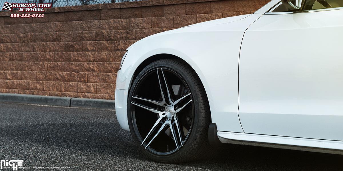 vehicle gallery/audi s5 niche turin m169 20x105  Gloss Black Brushed wheels and rims