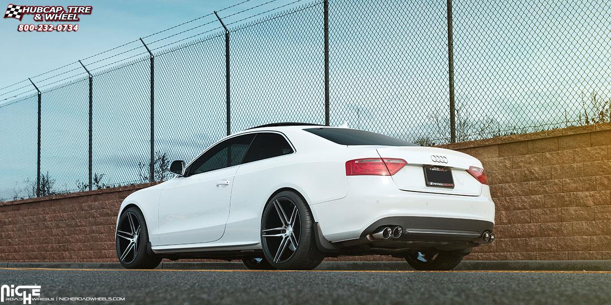 vehicle gallery/audi s5 niche turin m169 20x105  Gloss Black Brushed wheels and rims