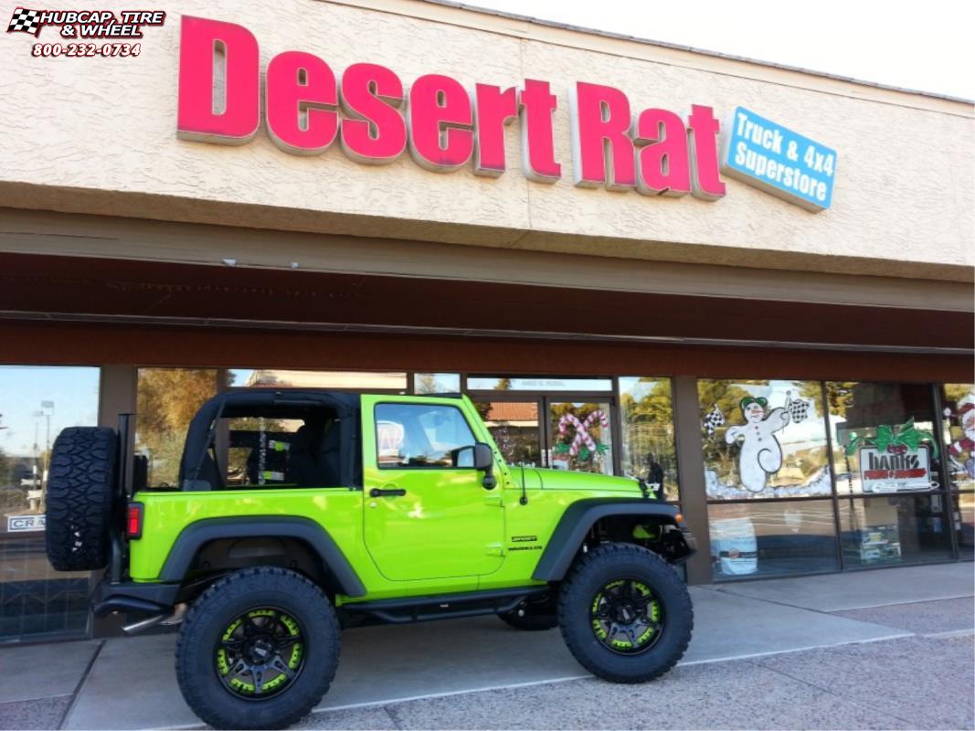 vehicle gallery/jeep wrangler moto metal mo961  Satin Black Green Insert wheels and rims