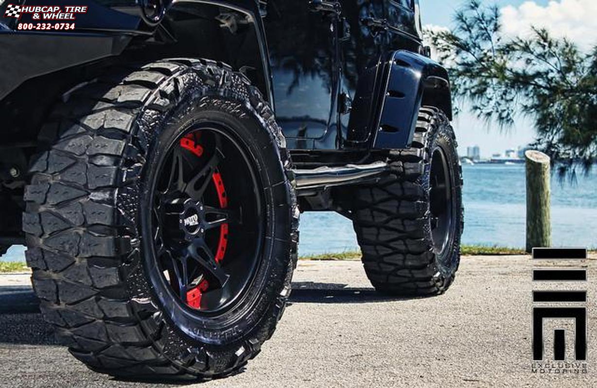 vehicle gallery/2012 jeep wrangler moto metal mo961  Satin Black Red Insert wheels and rims