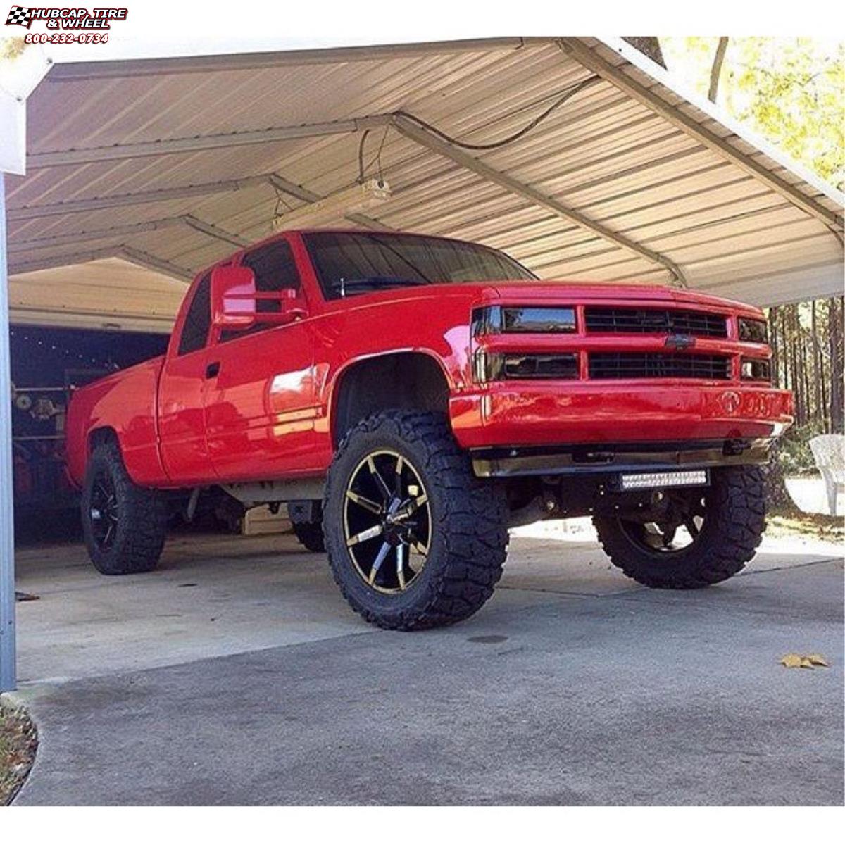 vehicle gallery/chevrolet silverado 1500 xd series km651 slide  Gloss Black wheels and rims