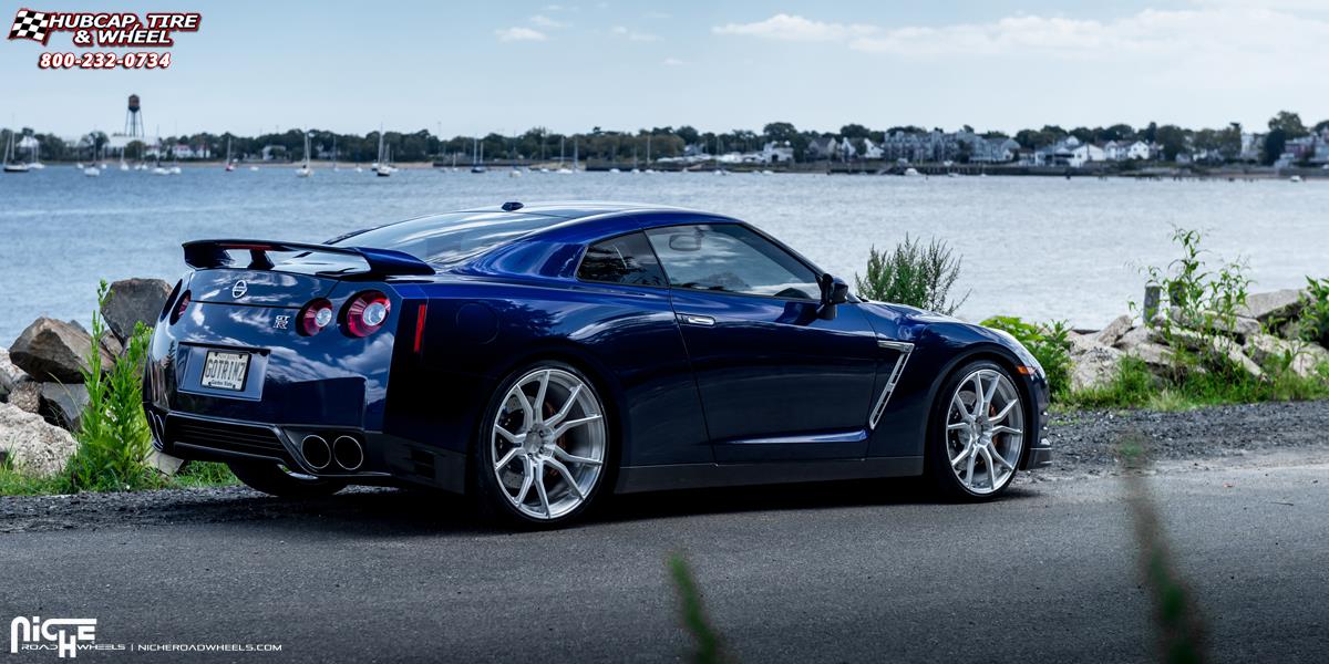 vehicle gallery/nissan gt r niche ascari 22x105  Brushed face w/ Polished Windows wheels and rims