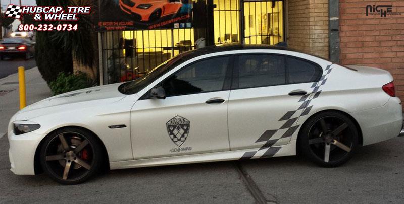 vehicle gallery/bmw 535i m niche milan m134 20x85  Black & Machined with Dark Tint wheels and rims