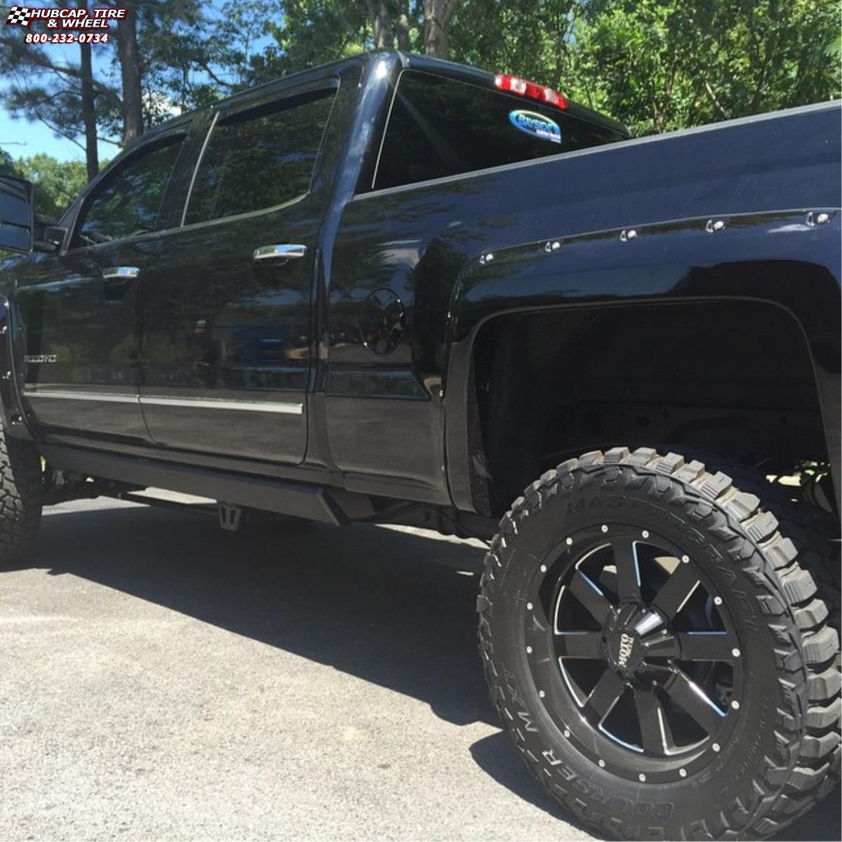 vehicle gallery/chevrolet silverado 2500 hd moto metal mo962  Gloss Black & Milled wheels and rims