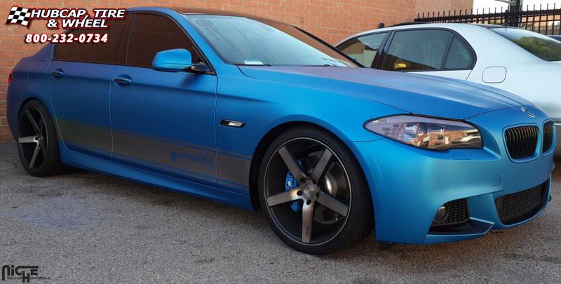 vehicle gallery/bmw 535i m niche milan m134 20x85  Black & Machined with Dark Tint wheels and rims